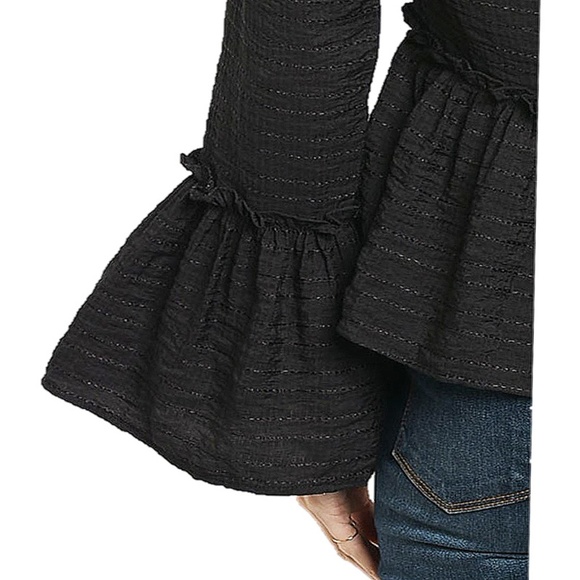 Gothic Black Victorian Ruffle Flared Sleeve Blouse - Picture 3 of 7